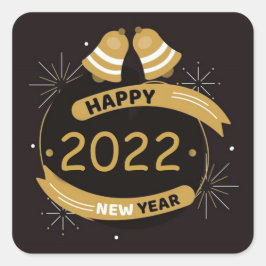 Pegatina Cuadrada Feliz Año Nuevo