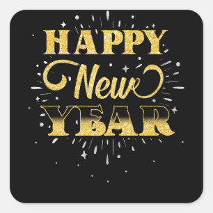Pegatina Cuadrada Feliz Año Nuevo 2022 Nochevieja