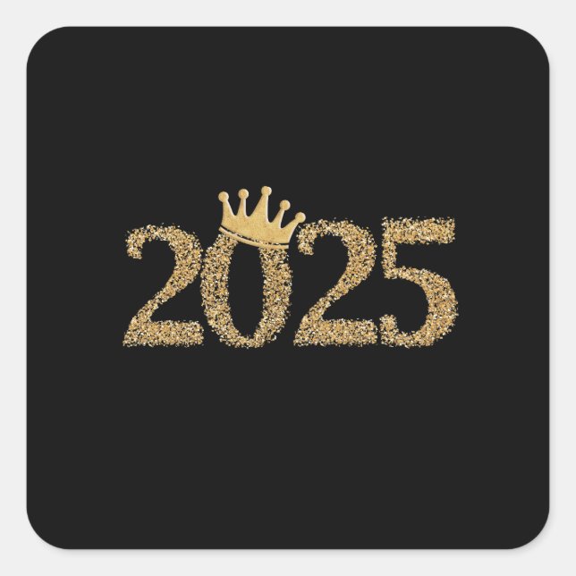 Pegatina Cuadrada Feliz Año Nuevo 2025 (Anverso)
