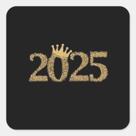 Pegatina Cuadrada Feliz Año Nuevo 2025