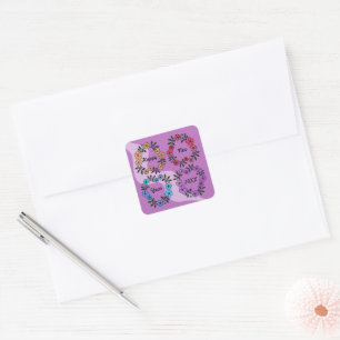 PEGATINA CUADRADA FELIZ AÑO NUEVO 20XX PERSONALIZADO Y LUMINOSAS DE 