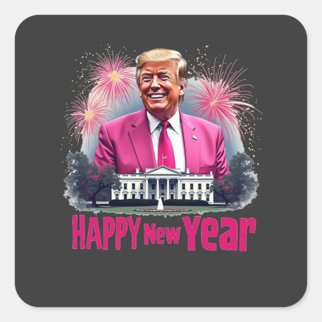 Pegatina Cuadrada Feliz Año Nuevo Día de la Inauguración de Trump 20 (Anverso)