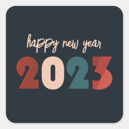 Pegatina Cuadrada Feliz año nuevo diseño de vacaciones 2023