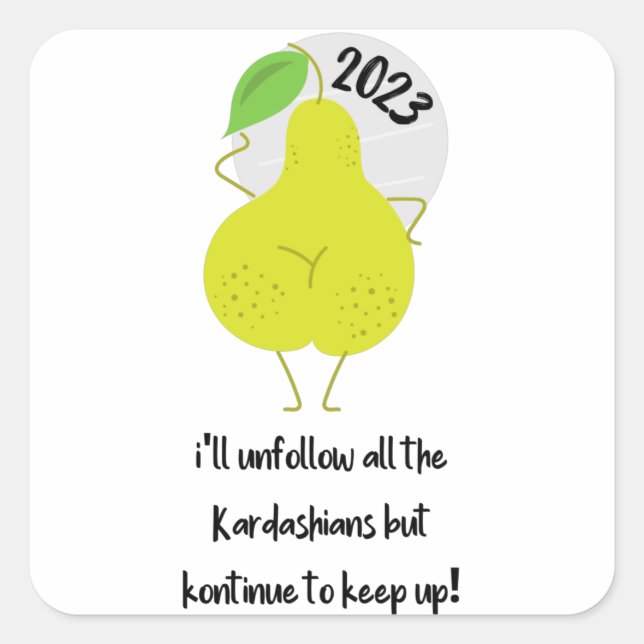 Pegatina Cuadrada Feliz Año Nuevo Memes divertidos (Anverso)