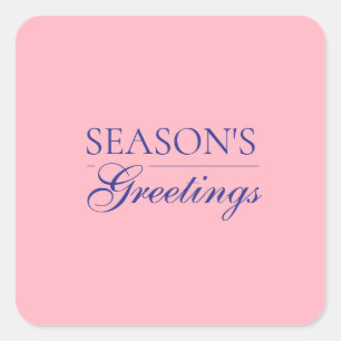 Pegatina Cuadrada Feliz Año Nuevo Rosa Claro Navidad Fiesta