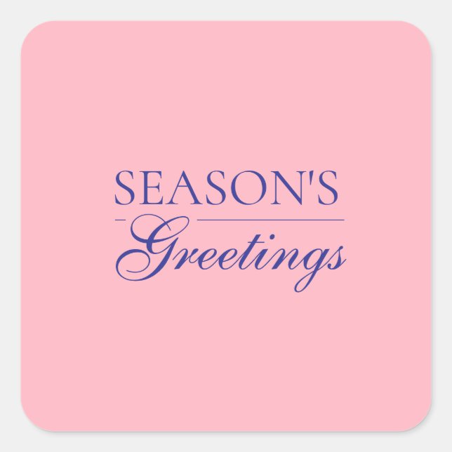 Pegatina Cuadrada Feliz Año Nuevo Rosa Claro Navidad Fiesta (Anverso)