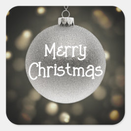 Pegatina Cuadrada Feliz bauble navideño