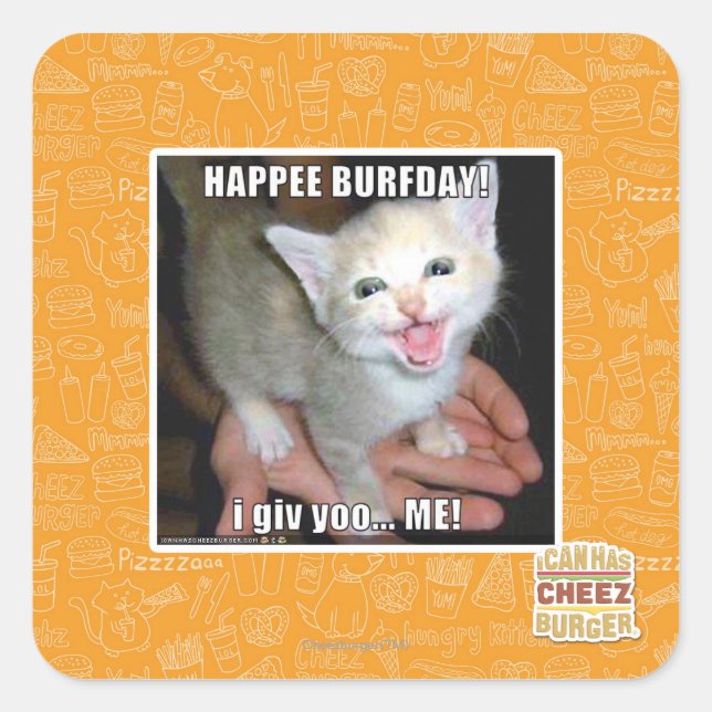 PEGATINA CUADRADA ¡FELIZ BURFDAY! (Anverso)
