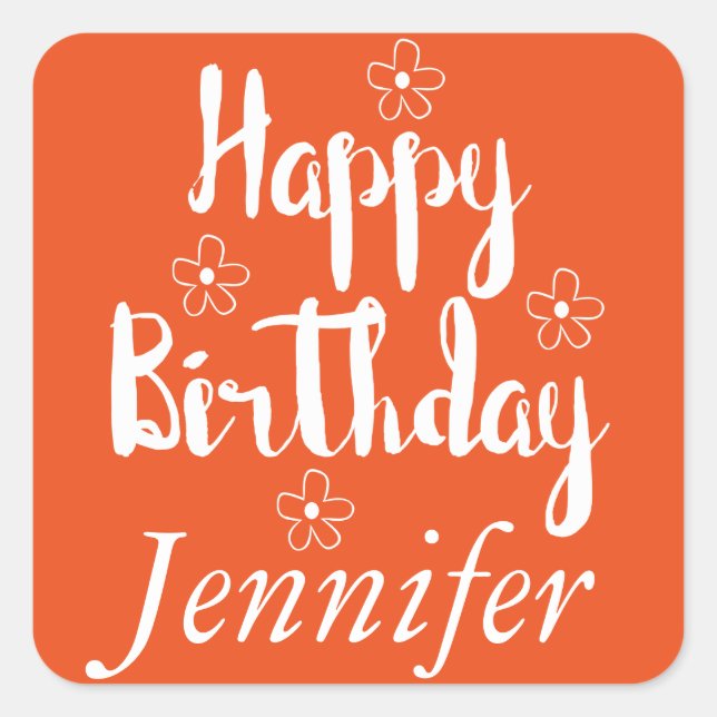 Pegatina Cuadrada Feliz cumpleaños (Anverso)