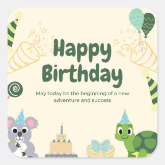 Pegatina Cuadrada Feliz cumpleaños 🎂 🎉