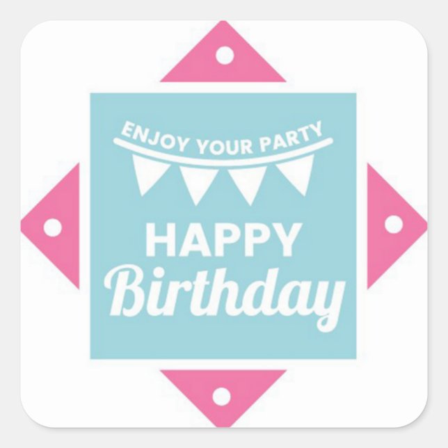 Pegatina Cuadrada Feliz cumpleaños (Anverso)