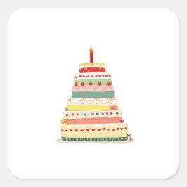 Pegatina Cuadrada Feliz cumpleaños