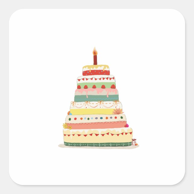 Pegatina Cuadrada Feliz cumpleaños (Anverso)
