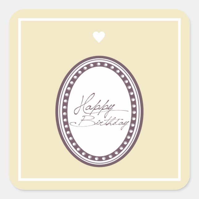 Pegatina Cuadrada Feliz cumpleaños (Anverso)
