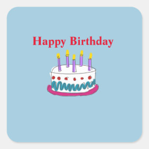 PEGATINA CUADRADA FELIZ CUMPLEAÑOS