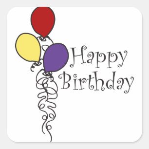 Pegatina Cuadrada Feliz cumpleaños