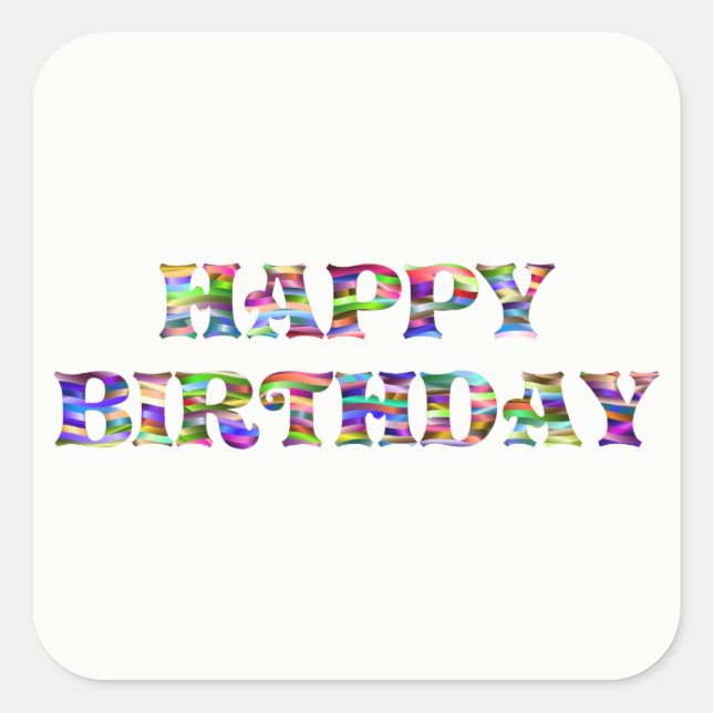 Pegatina Cuadrada Feliz cumpleaños (Anverso)