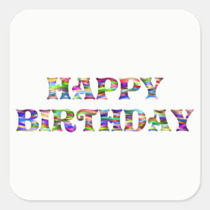 Pegatina Cuadrada Feliz cumpleaños