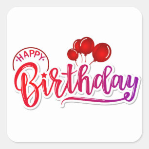 Pegatina Cuadrada Feliz cumpleaños
