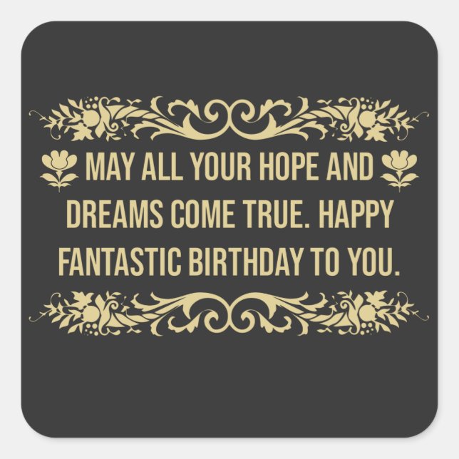 Pegatina Cuadrada Feliz cumpleaños (Anverso)