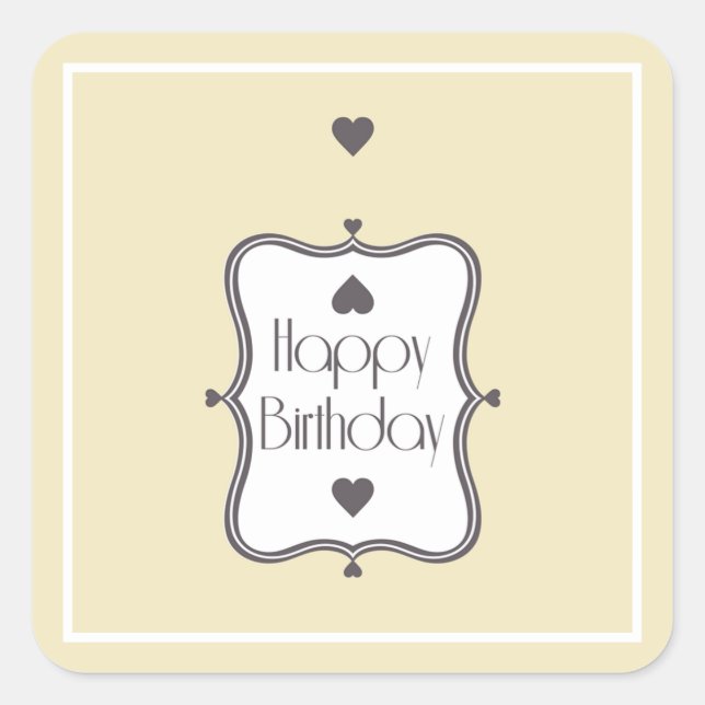 Pegatina Cuadrada Feliz cumpleaños (Anverso)
