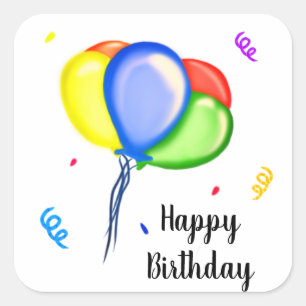 Pegatina Cuadrada Feliz cumpleaños