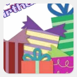 Pegatina Cuadrada Feliz cumpleaños