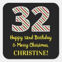 Feliz cumpleaños 32 y Feliz Navidad, nombre person