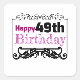 Pegatina Cuadrada Feliz cumpleaños 49.