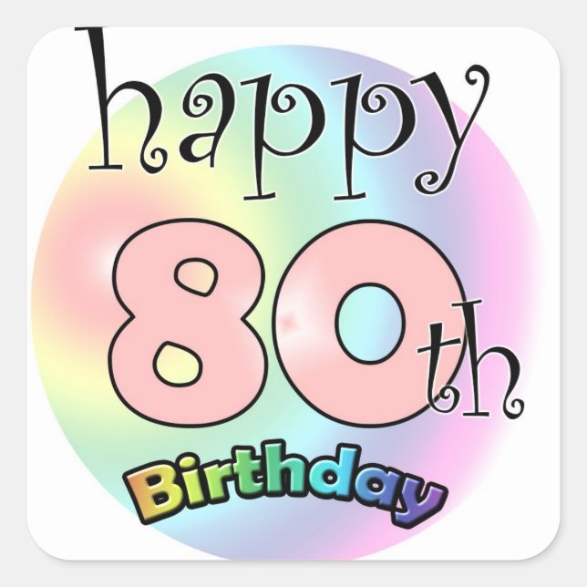 Pegatina Cuadrada Feliz cumpleaños 80 (gasa) (Anverso)