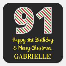 Feliz cumpleaños 91 y Feliz Navidad, nombre person