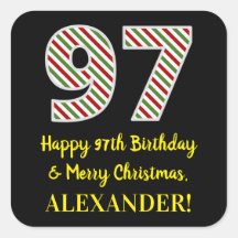 Feliz cumpleaños 97 y Feliz Navidad, nombre person