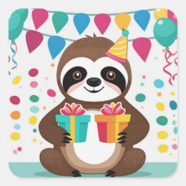 Pegatina Cuadrada ¡Feliz cumpleaños a la más linda lotería!