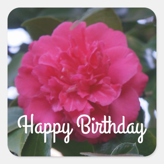 Pegatina Cuadrada Feliz cumpleaños a los Pegatinas de Daikagura Red  (Anverso)