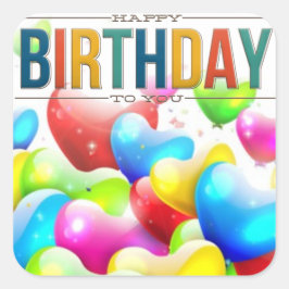 Pegatina Cuadrada Feliz Cumpleaños A Tus Pegatinas De Globos