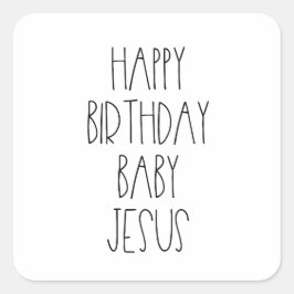 Pegatina Cuadrada Feliz cumpleaños, bebé Jesús