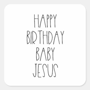 Pegatina Cuadrada Feliz cumpleaños, bebé Jesús