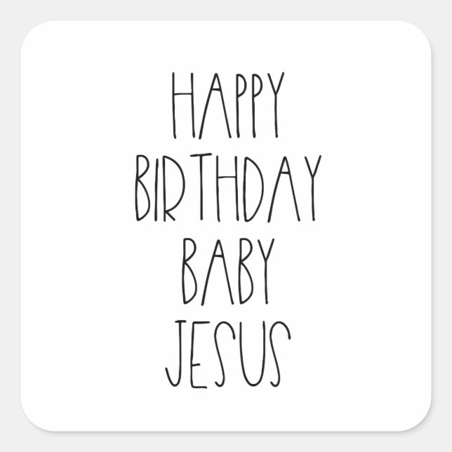 Pegatina Cuadrada Feliz cumpleaños, bebé Jesús (Anverso)