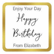 Feliz cumpleaños, blanco negro y oro desde tu nomb