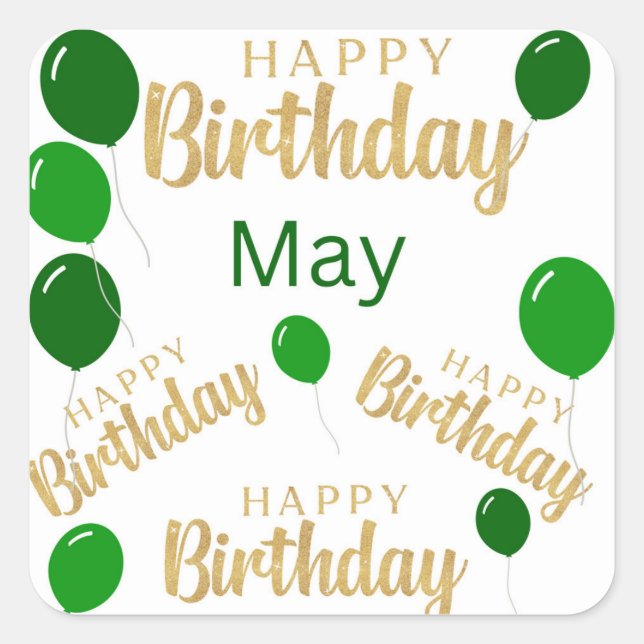 Pegatina Cuadrada Feliz cumpleaños Cumpleaños de mayo Sticker (Anverso)