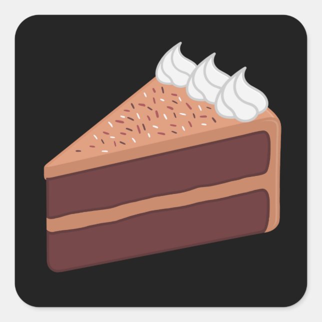 Pegatina Cuadrada Feliz cumpleaños delicioso pastel de chocolate (Anverso)