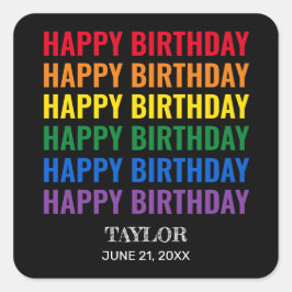 Pegatina Cuadrada Feliz cumpleaños Día del Orgullo LGBT Plaza de Tra