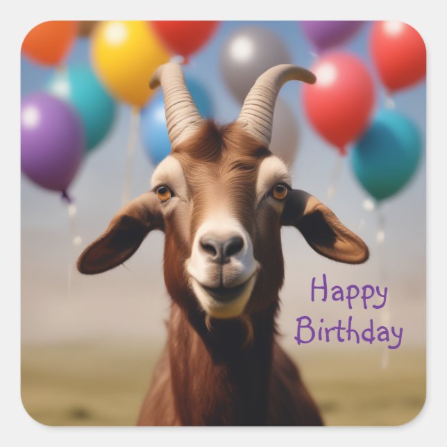 Pegatina Cuadrada Feliz cumpleaños Goat (Anverso)
