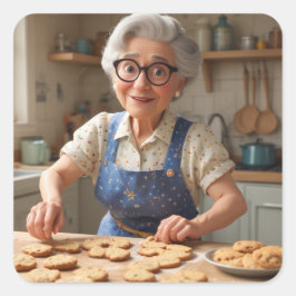 Pegatina Cuadrada Feliz cumpleaños Gramma