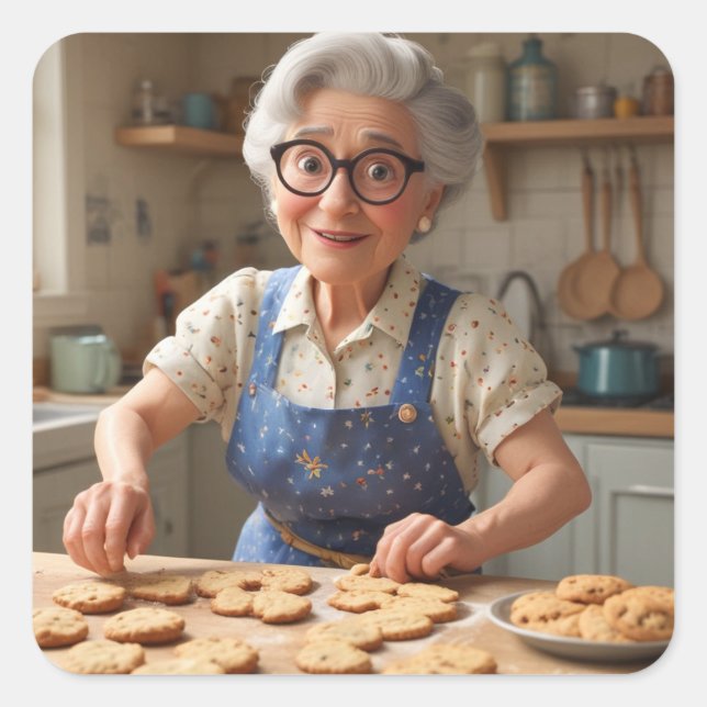 Pegatina Cuadrada Feliz cumpleaños Gramma (Anverso)