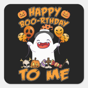 Pegatina Cuadrada Feliz cumpleaños, Halloween