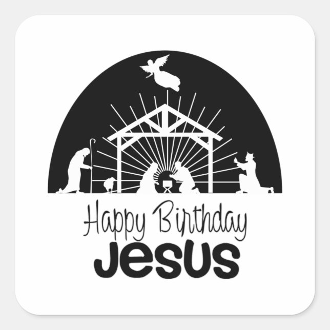 Pegatina Cuadrada Feliz cumpleaños, Jesús (Anverso)