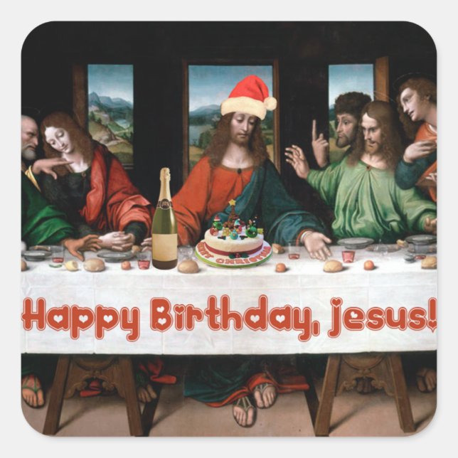 Pegatina Cuadrada ¡Feliz cumpleaños, Jesús! (Anverso)