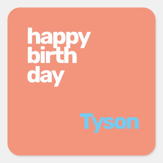 Pegatina Cuadrada feliz cumpleaños mínimo fiesta moderno rosa (Anverso)