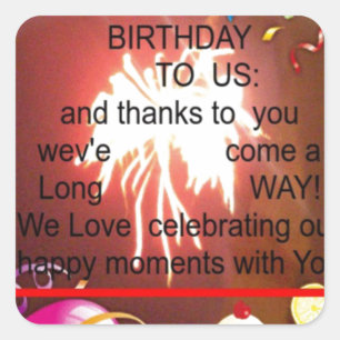 Pegatina Cuadrada Feliz cumpleaños para nosotros